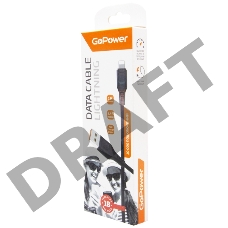 Кабель GoPower GP01L USB (m)-Lightning (m) 1.0м 2.4A ПВХ черный (1/800)