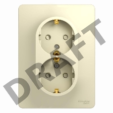 Розетка 2-м СП Glossa защ. шторки с заземл. в сборе беж. SchE GSL000226