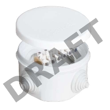 Коробка распр. ОП d75х45 4 выхода 4 гермоввода с клемм. 10А 6 контактов IP54 крышка защелкивающаяся бел. Epplast 240343