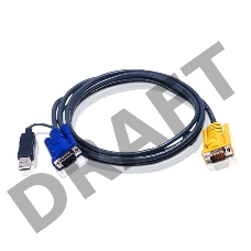 Переключатель ATEN 2L-5202UP Шнур, монитор+клавиатура+мышь Intelligent CABLE HD15M/USBAM 1.8M