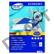 Этикетки Europe100 ELA008-100 ELA008 A4 64.6x33.8мм 24шт на листе/70г/м2/100л./белый матовое самоклей. универсальная