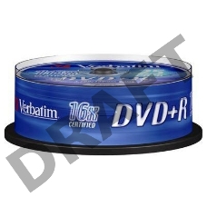 Диск DVD+R Verbatim 4.7Gb 16x Cake Box (25шт) (43500)