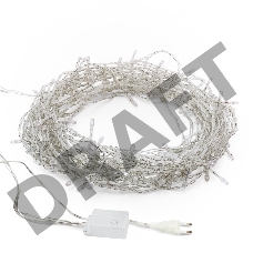 Гирлянда светодиодная универсальная 100 LED БЕЛЫЙ 10 метров, прозрачный ПВХ, с контроллером