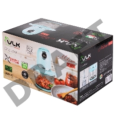 Измельчитель (чоппер) VLK Milano-6852, голубой, 300 Вт, объем чаши 1 л, импульсный режим, два двойных лезвия