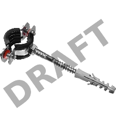 Хомут трубный с гайкой, оцинкованный, в комплекте с сантехнической шпилькой и дюбелем, 1/2