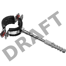 Хомут трубный с гайкой, оцинкованный, в комплекте с сантехнической шпилькой и дюбелем, 1