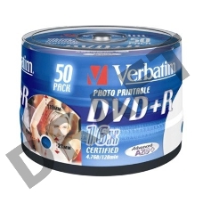 Диск DVD+R Verbatim 4.7Gb 16x Cake Box (50шт) Printable (43512)