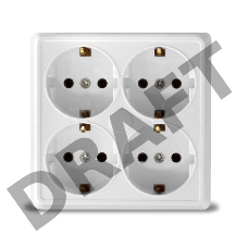 Розетка 4-м ОП Олимп с заземл. квадрат бел. UNIVersal 1165