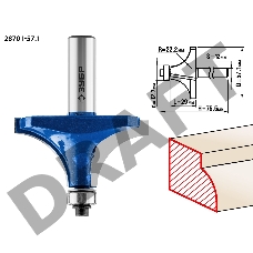 Фреза ЗУБР 28701-57.1  кромочная калевочная №1 d= 57.1мм дл.-29мм рад.-22.2мм хв.-12мм d-12.7мм