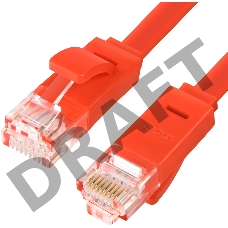 Патч-корд Greenconnect плоский прямой PROF  7.5m UTP медь, кат.6, красный, позолоченные контакты, 30 AWG, Premium ethernet high speed 10 Гбит/с, RJ45, T568B (GCR-LNC624-7.5m)