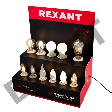 Демо-тестер акриловый для ФИЛАМЕНТА (AC 220V с шнуром питания 1.2 метра, с выключателем на корпусе, цоколи E14 x 6 шт.)