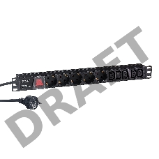 Блок розеток горизонтальный ExeGate ServerPro PDU-19H009 Al-5C135S-EU2.5-SW, 19