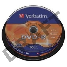 Диск DVD-R Verbatim 4.7Gb 16x bulk (10шт) (43729)
