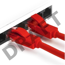 Патч-корд Greenconnect прямой 0.15m, UTP кат.5e, красный, позолоченные контакты, 24 AWG, литой, GCR-LNC04-0.15m, ethernet high speed 1 Гбит/с, RJ45, T568B Greenconnect Патч-корд прямой 0.15m, UTP кат.5e, красный, позолоченные контакты, 24 AWG, литой, GCR-