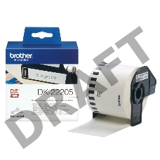 Бумажная клеящаяся лента Brother DK22205 (белая, ширина 62 мм x 30.48 м)