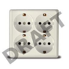 Розетка 4-м ОП Олимп с заземл. квадрат беж. UNIVersal 1171