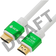 Greenconnect Кабель 1.0m HDMI версия 2.0, HDR 4:2:2, Ultra HD, 4K 60 fps 60Hz/5K*30Hz, 3D, AUDIO, 18.0 Гбит/с, 28/28 AWG, OD7.3mm, тройной экран, белый, AL корпус зеленый, GCR-51295 Greenconnect Кабель 1.0m HDMI версия 2.0, HDR 4:2:2, Ultra HD, 4K 60 fps 