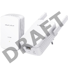 Комплект гигабитных Wi-Fi адаптеров Mercusys Powerline AV1000 Powerline kit with 300Mbps Wi-Fi, plug and play, up to 300 meters over an existing electrical circuit, the kit includes a MP510 and a MP500.
