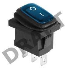 Выключатель клавишный 250V 6А (3с) ON-OFF синий  с подсветкой  Mini ВЛАГОЗАЩИТА REXANT