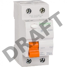 Выключатель дифференциального тока (УЗО) 2п 25А 30мА тип AC ВД63 Домовой SchE 11450