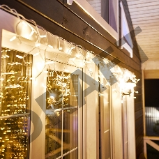 Гирлянда Айсикл (Бахрома) светодиодная 5х0,7 м, 152 LED, белый провод каучук, теплое белое свечение NEON-NIGHT