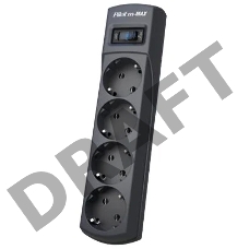 Сетевой фильтр ZIS Pilot m Max 4 розетки (евро с заземлением), 15А/3.3кВа, автомат, 7 м, черный Surge protector Pilot m Max 4 euro outlets, 15А/3.3кВа, 7m, black