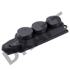 Розетка ИЭК ОМЕГА РБ33-1-0м  IP44 трехместная с защитными крышками каучук