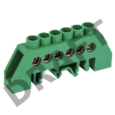 Шина PE «земля» в комбинированном зеленом изоляторе на DIN-рейку 6x9 мм 6 групп REXANT