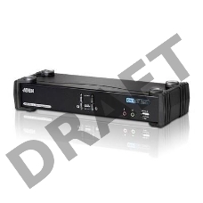 Переключатель KVM ATEN (CS1782A-AT-G) KVM+Audio+USB 2.0,  1 user USB+DVI =>  2 cpu USB+DVI, со шнурами USB 2х1.8м., 2560x1600 60Hz DVI-D Dual Link/204
