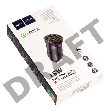 Автомобильная зарядка (от прикуривателя) HOCO Z39 QC3.0, два порта USB, 18W синий