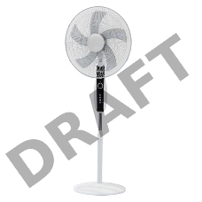 Вентилятор напольный белый/синий 60 Вт, 5 лопастей, подставка круглая, д/у управление