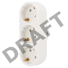 Тройник электрический линейный 16 А с заземлением белый REXANT