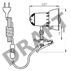 Светильник настольный Трансвит NADEZHDA1MINI/BL на прищепке E27 лампа накаливания черный 40Вт