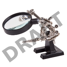 Держатель «Третья рука» REXANT, 2 зажима, чугун, лупа (2.5х) 60 мм