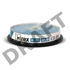 Диск CD-RW Mirex 700 Mb, 12х, Cake Box (10), (10/300)