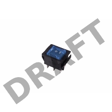 Выключатель клавишный 250V 15А (6с) ON-OFF-ON синий  с подсветкой и нейтралью  REXANT