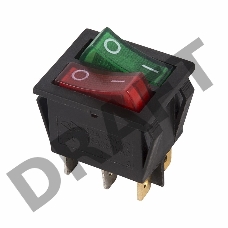 Выключатель клавишный 250V 15А (6с) ON-OFF красный/зеленый  с подсветкой  ДВОЙНОЙ  REXANT