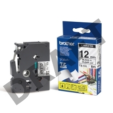 Наклейка ламинированная TZ-E131 (12 мм черн/прозр, аналог TZ-131)