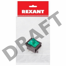 Выключатель клавишный 250V 16А (4с) ON-OFF зеленый  с подсветкой (RWB-502, SC-767, IRS-201-1)  REXANT Индивидуальная упаковка 1 шт