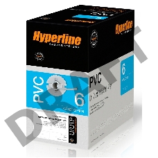 Кабель Hyperline UUTP4-C6-S23-IN-PVC-GY-305 (305 м) Кабель витая пара, неэкранированная U/­UTP, категория 6, 4 пары (23 AWG), одножильный (solid), с разделителем, PVC, –20°C – +75°C, серый - гарантия: 15 лет