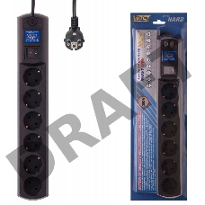 Сетевой фильтр Most HV6 5м (6 розеток) черный (коробка)