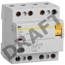 Выключатель дифференциального тока (УЗО) 4п 100А 300мА тип AC ВД1-63 ИЭК MDV10-4-100-300