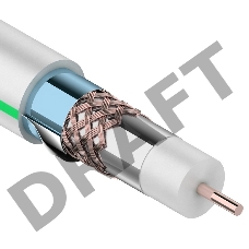 Кабель коаксиальный REXANT RG-6U+Cu, 75 Ом, Cu/Al/Cu/Al, 90%, две фольги, бухта 100 м, белый