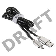 USB кабель ACD-Allure MicroUSB ~ USB-A Кожа, 1м, черный (ACD-U926-M1B)