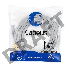 Шнур комм. Cabeus, кат. 5е, неэкр., U/UTP, RJ45/RJ45, LSZH, AWG24 10м, серый