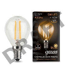 Лампа светодиодная GAUSS 105801105  LED Filament globe Е14 5Вт 2700k 1/10/50