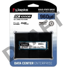 Твердотельный накопитель Kingston 960GB DC1000B M.2 2280 NVMe R/W 3400/925MB/s IOPs 199 000/25 000, 1095 TBW, DWPD 0.6 (5 лет)