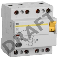 Выключатель дифференциального тока (УЗО) 4п 63А 100мА тип AC ВД1-63 ИЭК MDV10-4-063-100