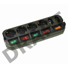 Сетевой удлинитель Most A16 3м (6 розеток) черный (пакет ПЭ)