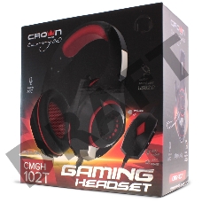 Наушники CROWN CMGH-102T Black&red (Подключение USB, встроенная аудио карта, Частотныи? диапазон: 20Гц-20,000 Гц ,Кабель 2.1м,Размер D 250мм)